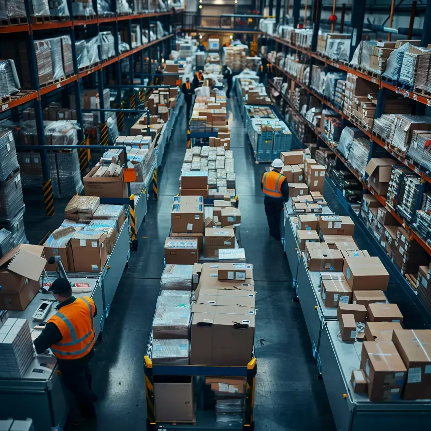 Industrial manufacturing components staged for just-in-time despatch
