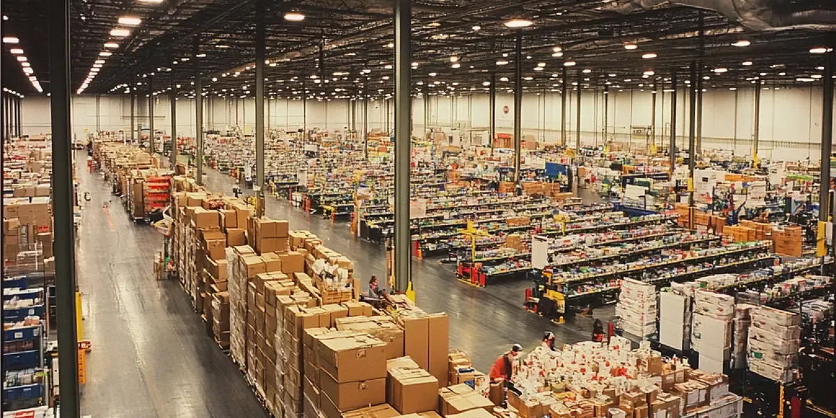 Chilled food and beverage cargo in a temperature-controlled warehouse